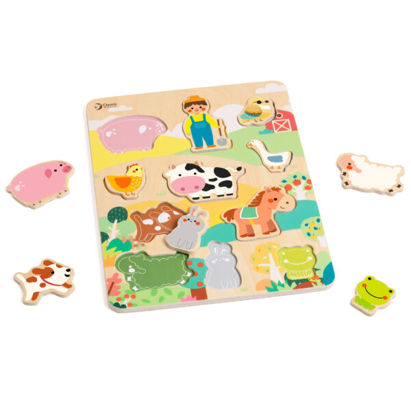 CLASSIC WORLD Drewniana Układanka Dopasuj Zwierzęta Farma - 001