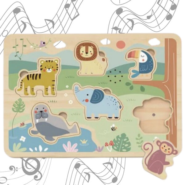 TOOKY TOY Drewniane Interaktywne Puzzle Zwierzątka - 001