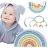 Pastelowa Drewniana Tęcza Tooky Toy - Kreatywne Klocki Montessori - 001