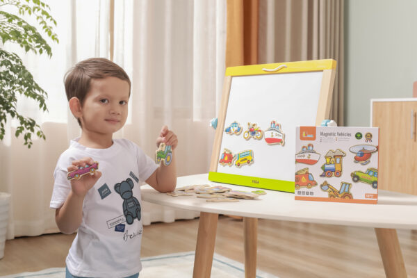 VIGA Drewniane magnesy pojazdy zestaw - 006