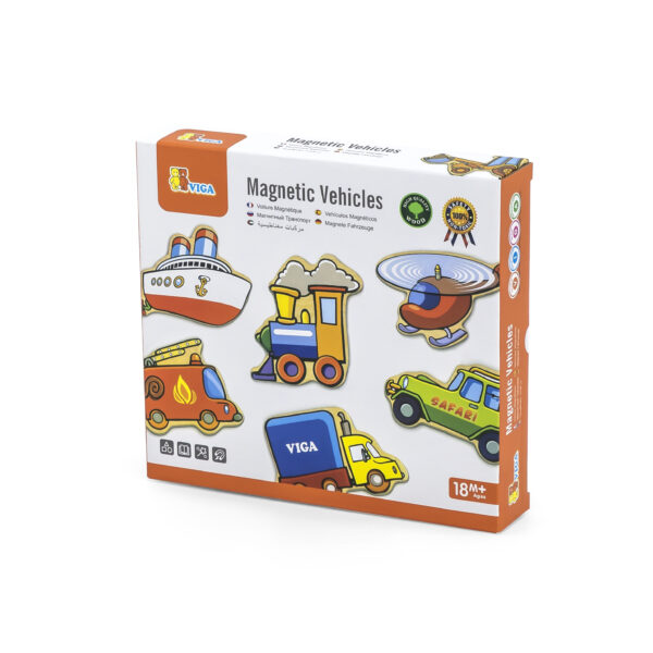 VIGA Drewniane magnesy pojazdy zestaw - 011