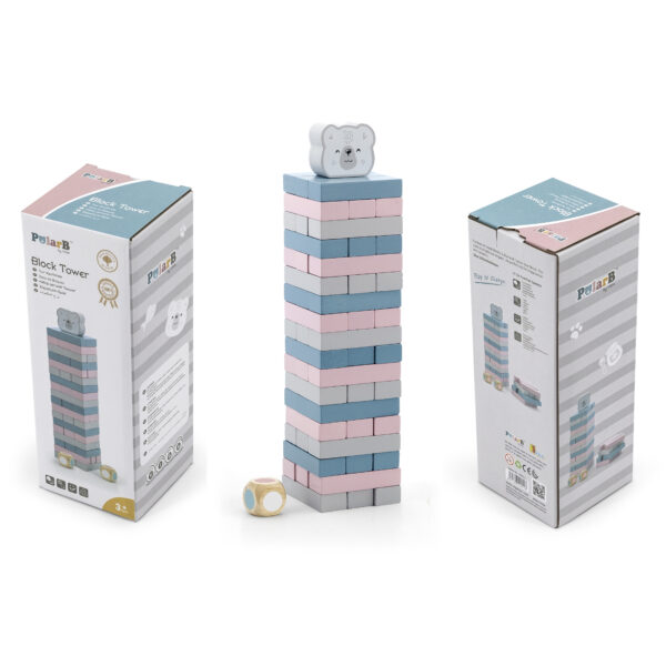 VIGA PolarB Drewniana Gra Wieża Układanka Pastelowa - 006