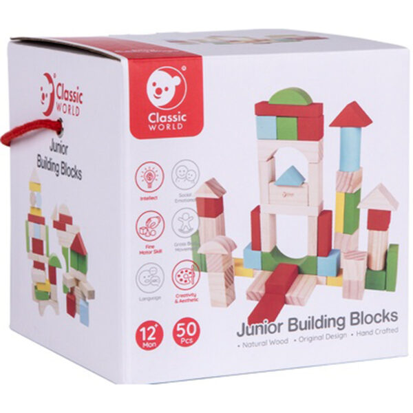 CLASSIC WORLD Drewniane Klocki Dla Dzieci 50 el. - 007
