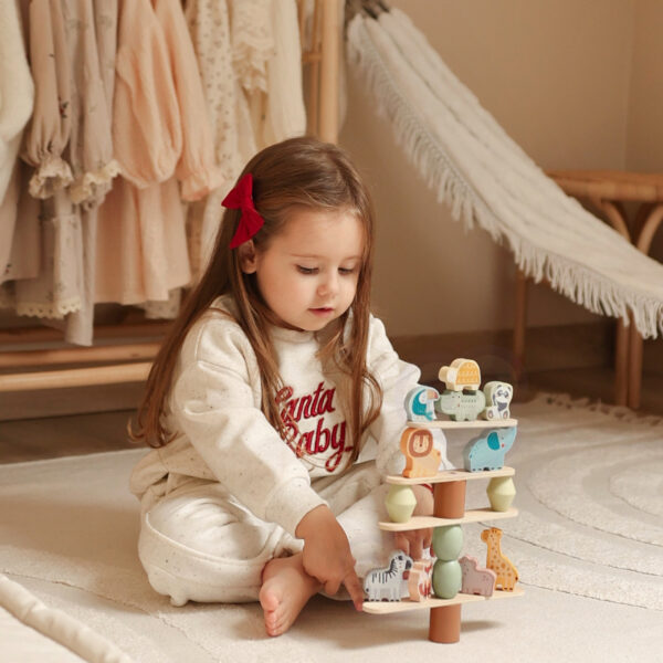 Zabawka Montessori drewniana zwierzątka balansujące FSC 18m+ - WOOPIE GREEN - 002