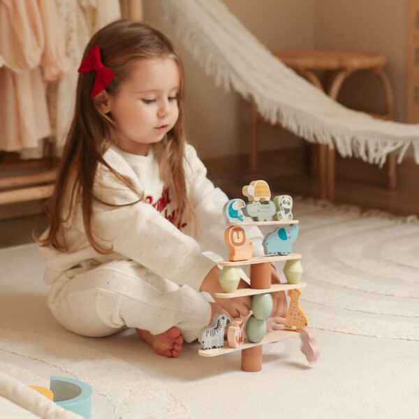 Zabawka Montessori drewniana zwierzątka balansujące FSC 18m+ - WOOPIE GREEN - 004