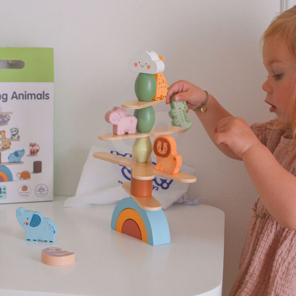 Zabawka Montessori drewniana zwierzątka balansujące FSC 18m+ - WOOPIE GREEN - 006