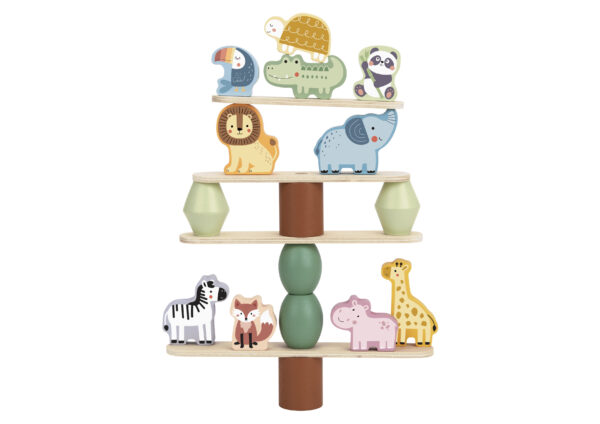 Zabawka Montessori drewniana zwierzątka balansujące FSC 18m+ - WOOPIE GREEN - 011