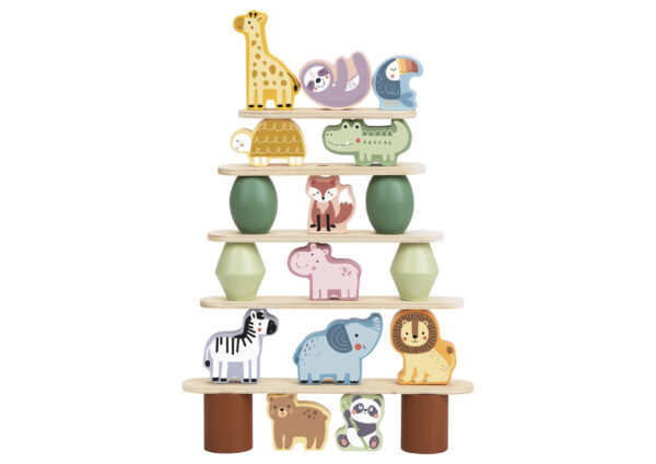 Zabawka Montessori drewniana zwierzątka balansujące FSC 18m+ - WOOPIE GREEN - 012