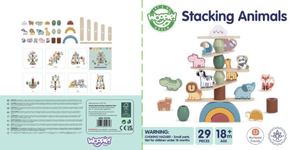 Zabawka Montessori drewniana zwierzątka balansujące FSC 18m+ - WOOPIE GREEN - 016