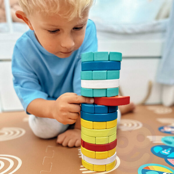 Gra zręcznościowa drewniana wieża 45 klocków zwierzęta - Tooky Toy - 003