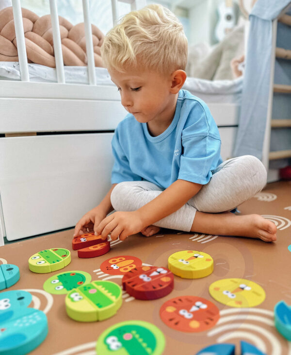 Gra zręcznościowa drewniana wieża 45 klocków zwierzęta - Tooky Toy - 006