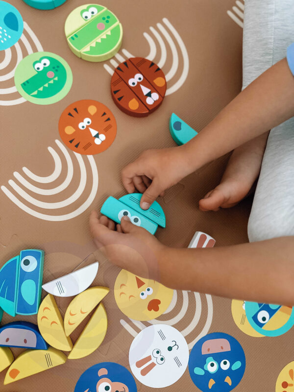 Gra zręcznościowa drewniana wieża 45 klocków zwierzęta - Tooky Toy - 009