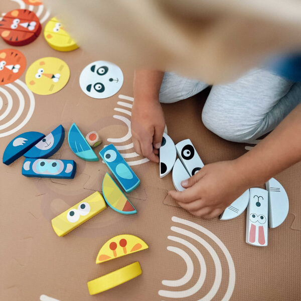 Gra zręcznościowa drewniana wieża 45 klocków zwierzęta - Tooky Toy - 016