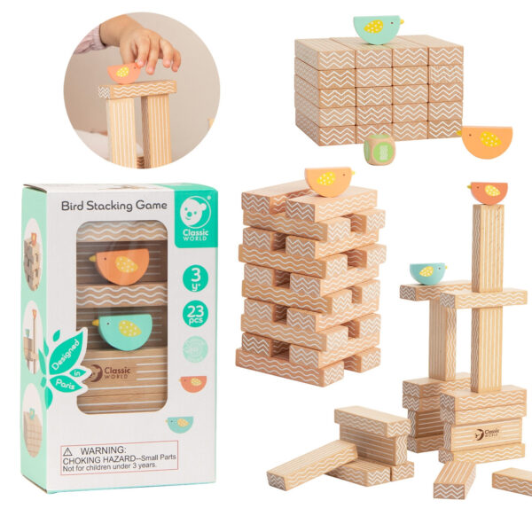 CLASSIC WORLD Gra Edukacyjna Układanie Klocków Ptaków 23 el. - 001
