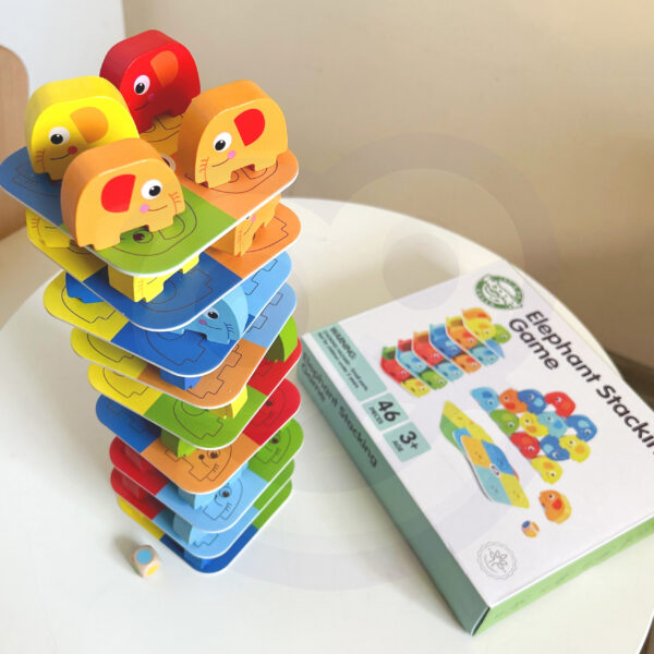 Drewniana gra balansująca Słonik 46 elem FSC 3+ - WOOPIE GREEN - 005