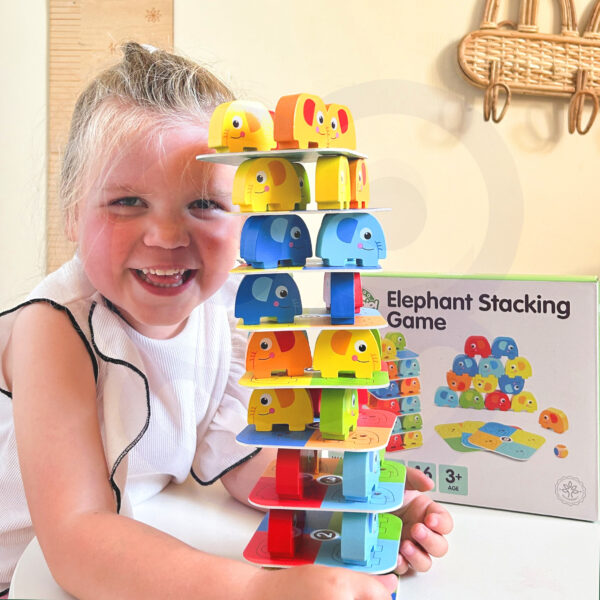 Drewniana gra balansująca Słonik 46 elem FSC 3+ - WOOPIE GREEN - 007