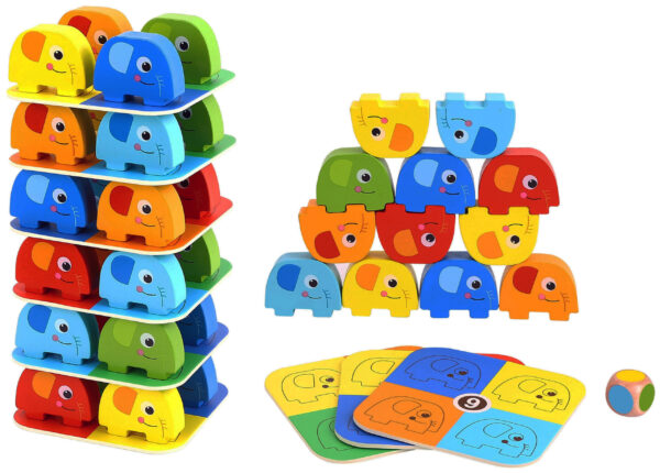 Drewniana gra balansująca Słonik 46 elem FSC 3+ - WOOPIE GREEN - 013