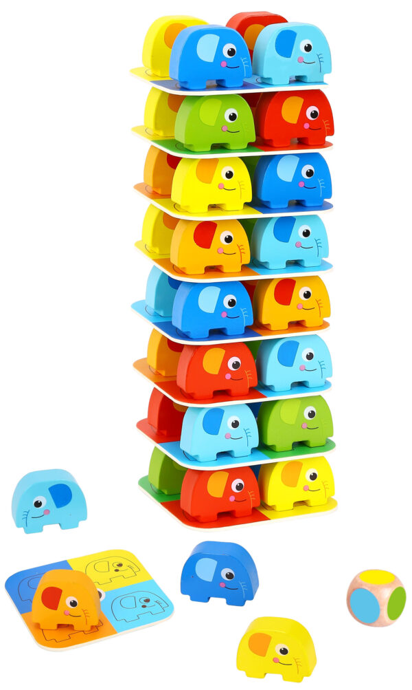 Drewniana gra balansująca Słonik 46 elem FSC 3+ - WOOPIE GREEN - 014