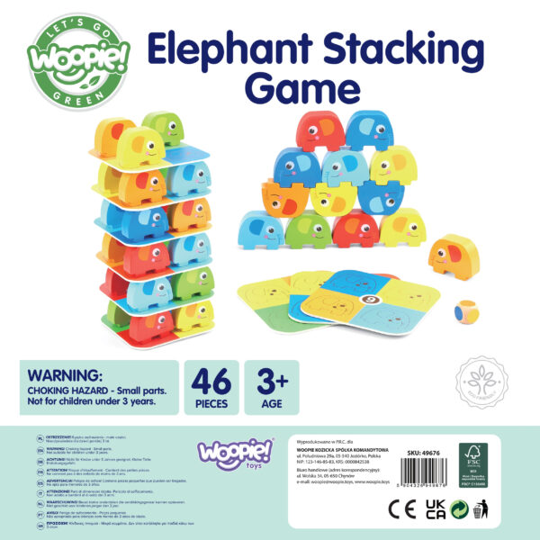 Drewniana gra balansująca Słonik 46 elem FSC 3+ - WOOPIE GREEN - 015