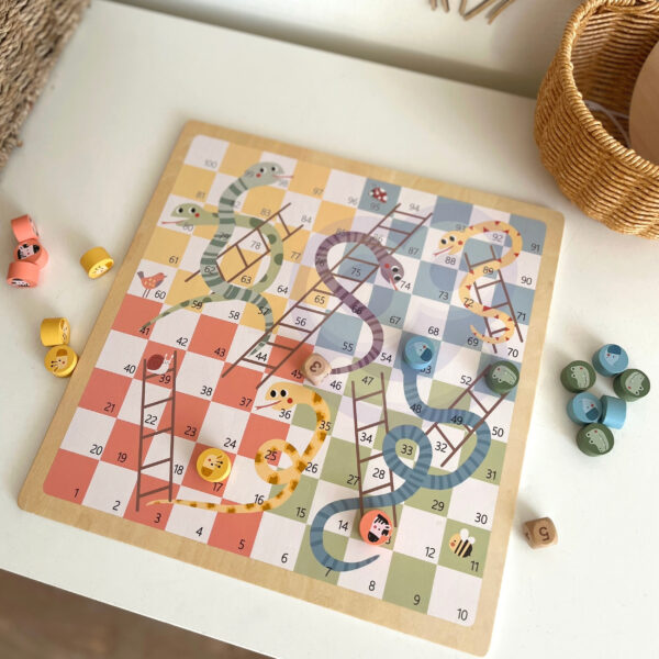 Gra planszowa 2w1 Chińczyk Węże i Drabiny drewniana 3+ - WOOPIE GREEN - 004