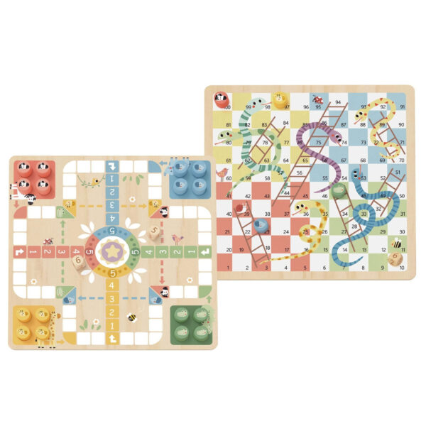 Gra planszowa 2w1 Chińczyk Węże i Drabiny drewniana 3+ - WOOPIE GREEN - 009