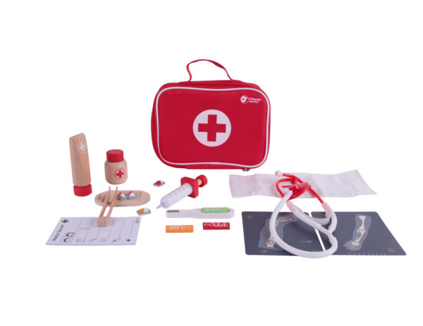 CLASSIC WORLD Drewniany Zestaw Walizka Małego Doktora Lekarza 19 el. - 010