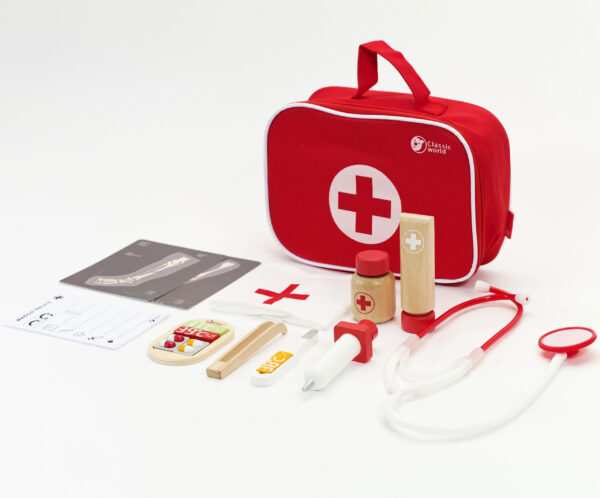 CLASSIC WORLD Drewniany Zestaw Walizka Małego Doktora Lekarza 19 el. - 012