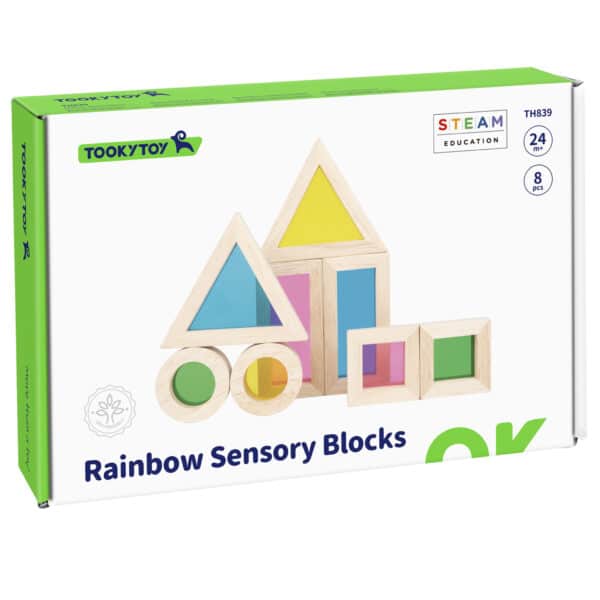Lustrzane klocki drewniane sensoryczne FSC - Tooky Toy 8 el. - 008