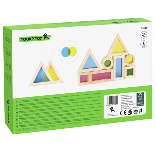 Lustrzane klocki drewniane sensoryczne FSC - Tooky Toy 8 el. - 009
