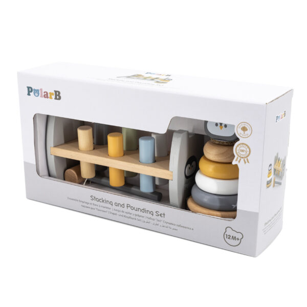 Drewniana Piramidka Przebijanka z Pingwinkiem Montessori 12m+ - VIGA - 003