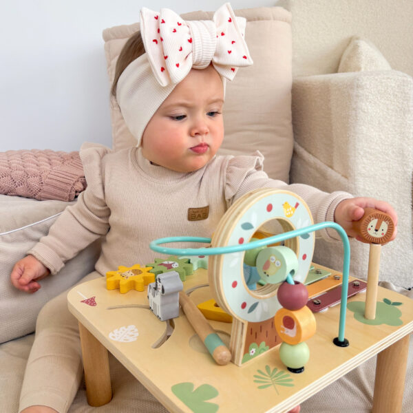 Drewniany stolik sensoryczny muzyczny labirynt 5w1 - WOOPIE GREEN - 004