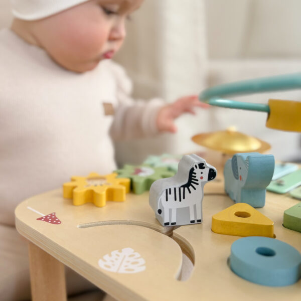 Drewniany stolik sensoryczny muzyczny labirynt 5w1 - WOOPIE GREEN - 007