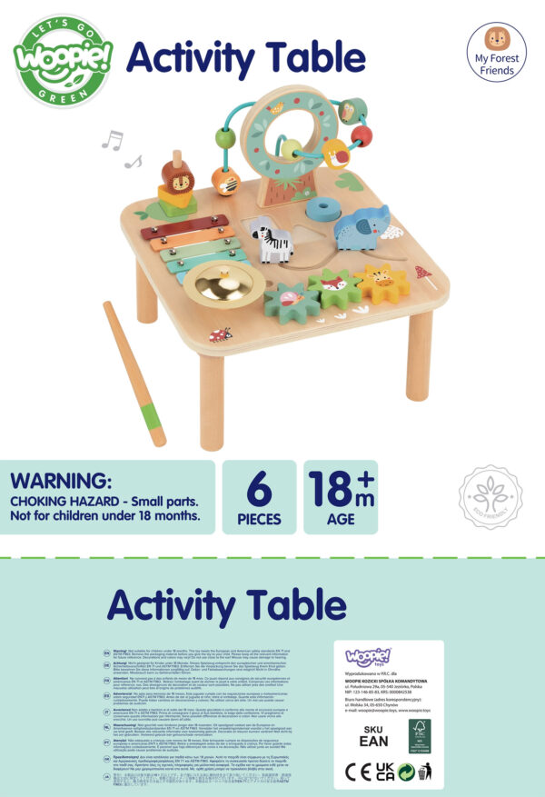 Drewniany stolik sensoryczny muzyczny labirynt 5w1 - WOOPIE GREEN - 016
