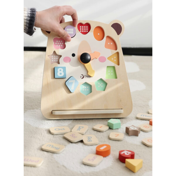 CLASSIC WORLD Zegar Miś Montessori Edukacyjny 3w1 Nauka Czasu Liczenia i Daty - 003