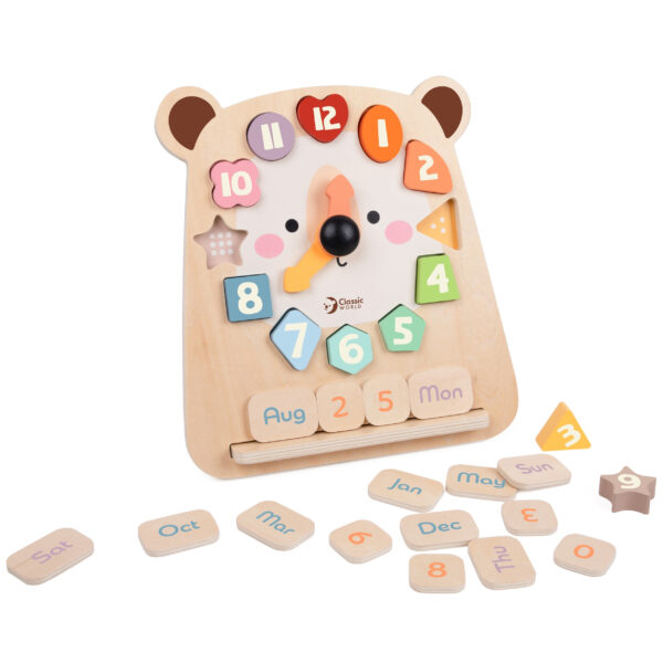 CLASSIC WORLD Zegar Miś Montessori Edukacyjny 3w1 Nauka Czasu Liczenia i Daty - 006