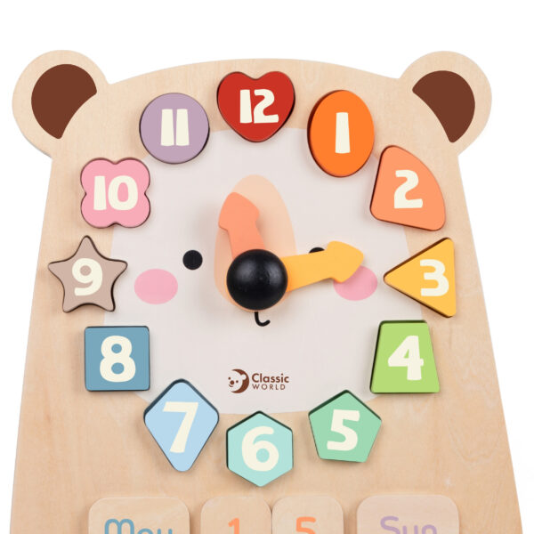 CLASSIC WORLD Zegar Miś Montessori Edukacyjny 3w1 Nauka Czasu Liczenia i Daty - 007