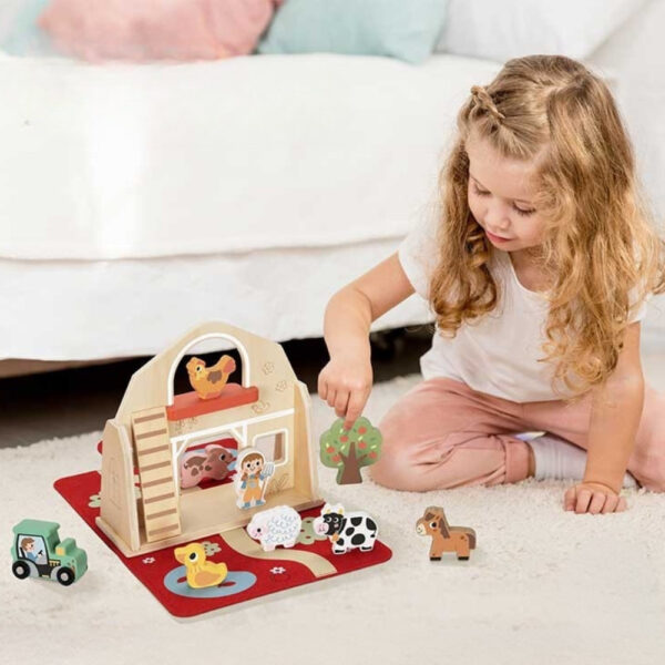 TOOKY TOY Drewniana Składana Farma w Walizce ze Zwierzątkami - 002