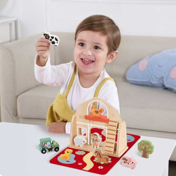 TOOKY TOY Drewniana Składana Farma w Walizce ze Zwierzątkami - 003