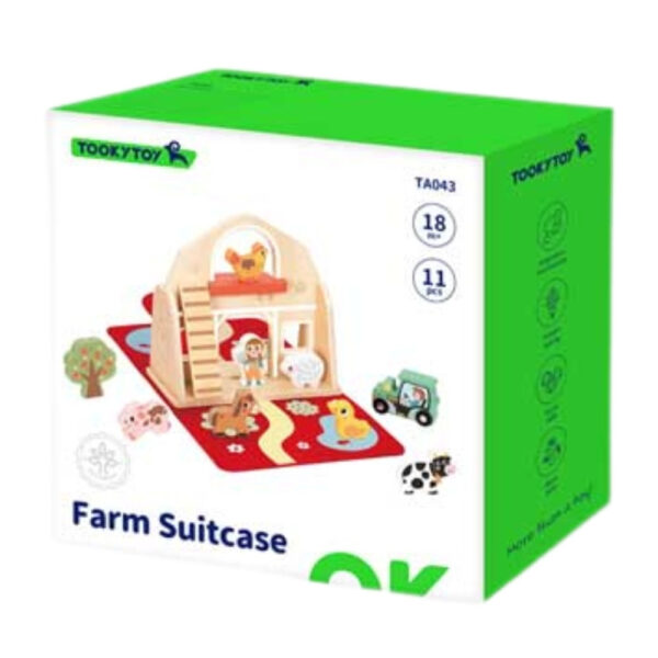 TOOKY TOY Drewniana Składana Farma w Walizce ze Zwierzątkami - 011