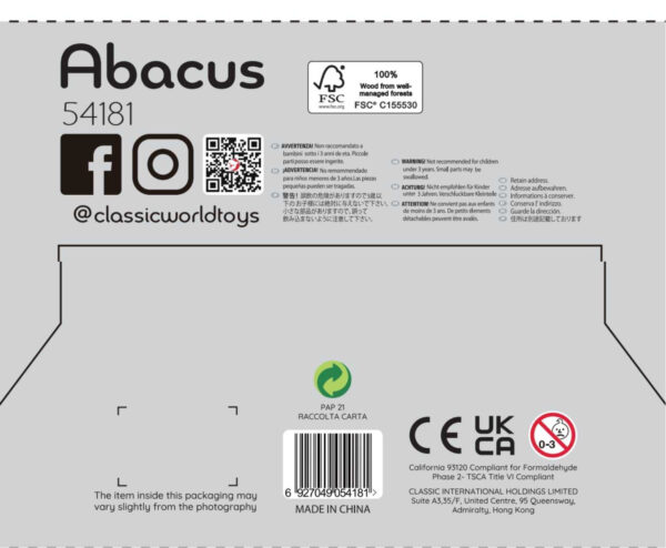 CLASSIC WORLD Drewniane Liczydło + Działania Matematyczne 46 el. - 011