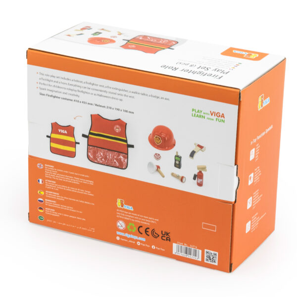 VIGA Zestaw Małego Strażaka Kamizelka + Drewniane akcesoria 8 el. - 005