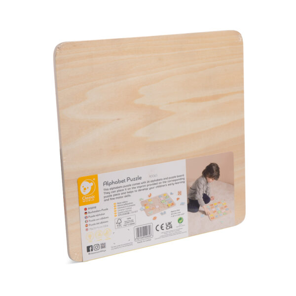 CLASSIC WORLD Drewniane Puzzle Montessori Układanka Nauka Alfabetu Liter Słów 27 el. - 004