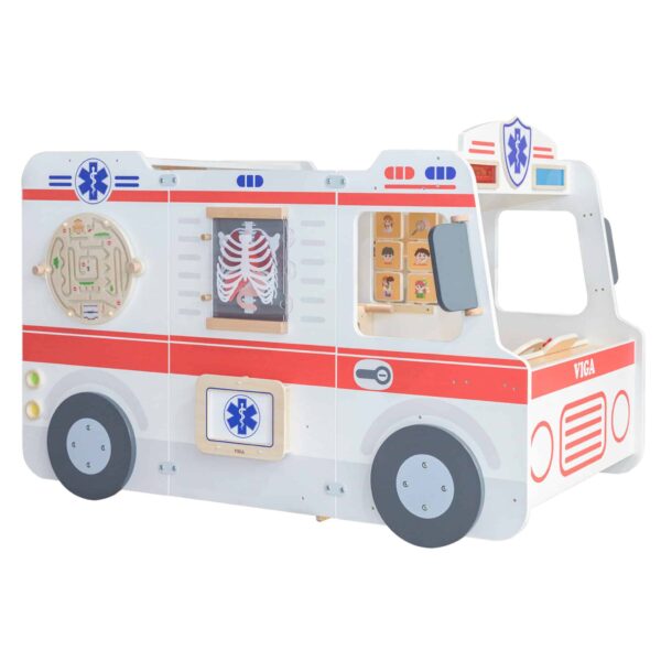 VIGA Duży Drewniany Ambulans Zestaw Karetka Małych Ratowników Akcesoria 25 el. - 002