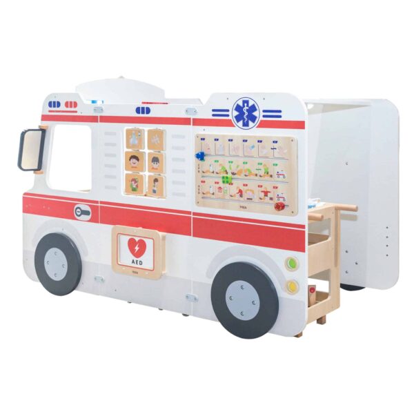 VIGA Duży Drewniany Ambulans Zestaw Karetka Małych Ratowników Akcesoria 25 el. - 003