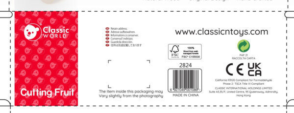 CLASSIC WORLD Drewniany Zestaw Do Krojenia Owoców na Rzepy - 013