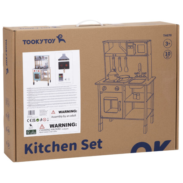 TOOKY TOY Duża Drewniana Kuchnia dla Dzieci 10 el. FSC - 008