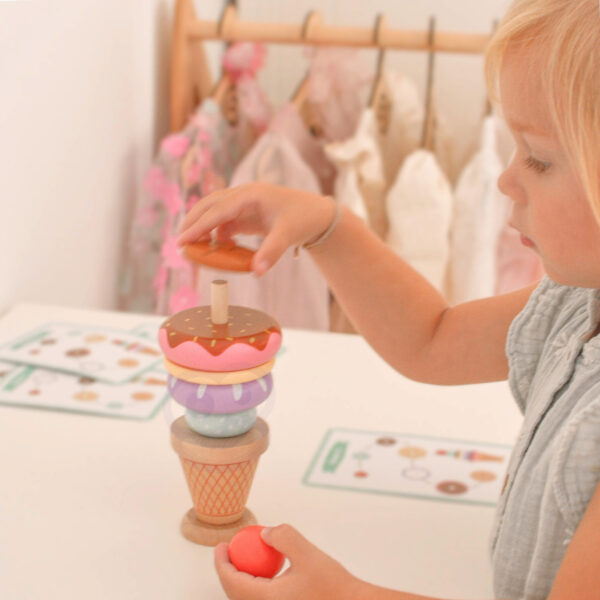 Drewniane lody układanka Montessori 6 gałek karty 3+ FSC – WOOPIE GREEN - 008