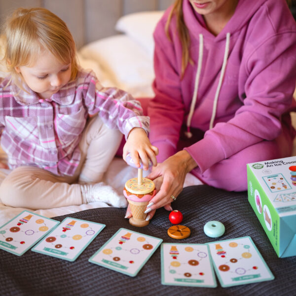 Drewniane lody układanka Montessori 6 gałek karty 3+ FSC – WOOPIE GREEN - 009