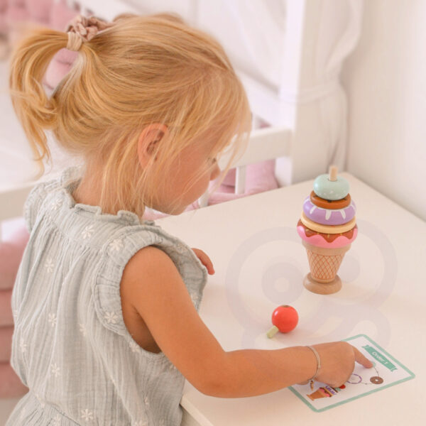 Drewniane lody układanka Montessori 6 gałek karty 3+ FSC – WOOPIE GREEN - 012