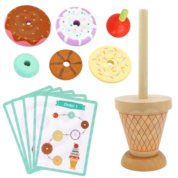 Drewniane lody układanka Montessori 6 gałek karty 3+ FSC – WOOPIE GREEN - 014